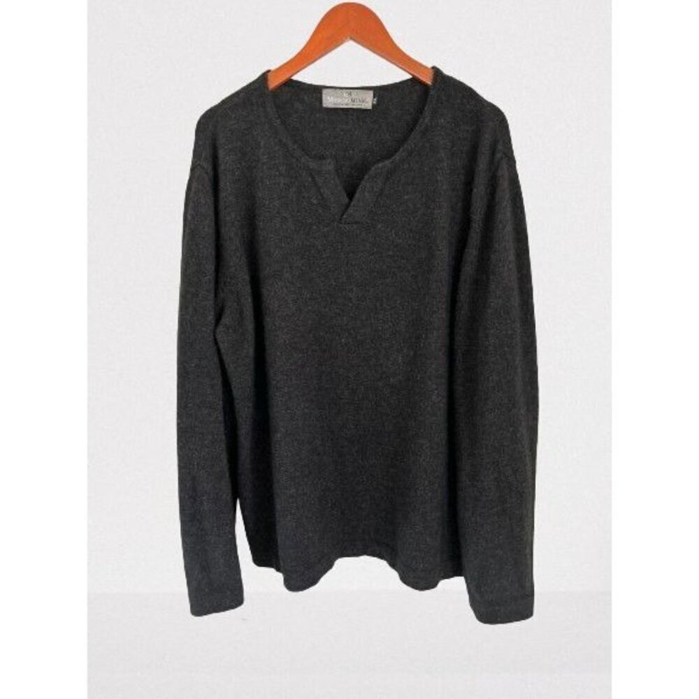 MERINO MINK Sweater Charcoal Gray Wool Knitted Size Med